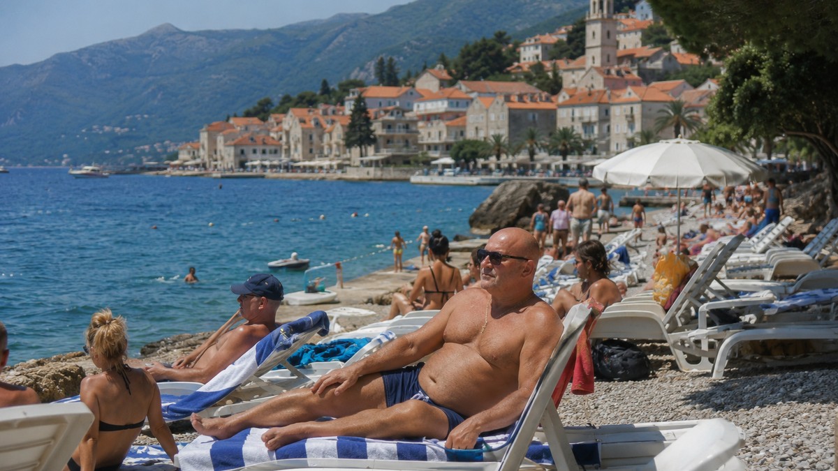 Turista na plaži - ilustracija