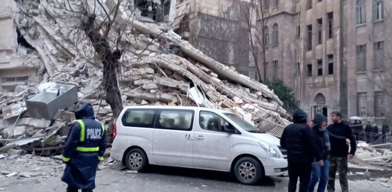 Skutki trzęsienia ziemi w Syrii