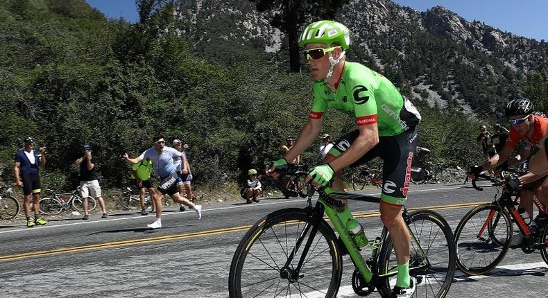 Andrew Talansky of the US and Cannondale-Drapac team rides on his way to winning stage five of the AMGEN Tour of California, from Ontario to Mt. Baldy, on May 18, 2017
