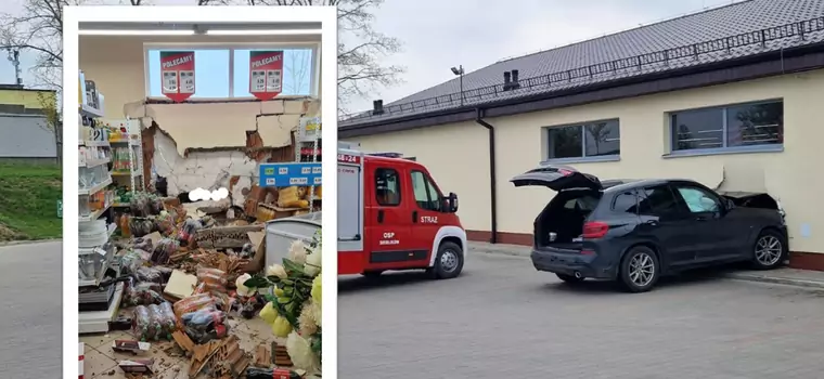 Kosztowna pomyłka 76-latka. Przebił BMW ścianę supermarketu