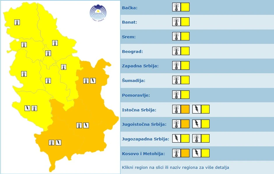 Meteoalarm za subotu