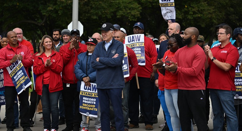 Throughout his presidency, Joe Biden has leaned into his pro-union policies.JIM WATSON/AFP via Getty Images