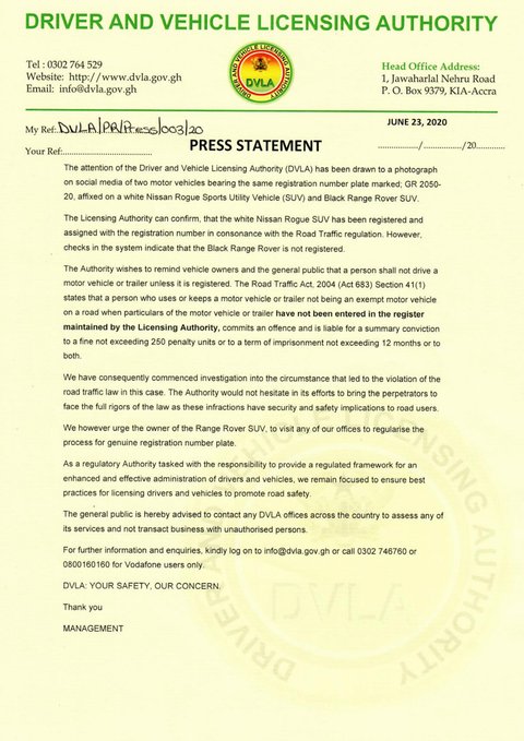 DVLA on registration number for Nana Aba Anamoah's Range Rover gift