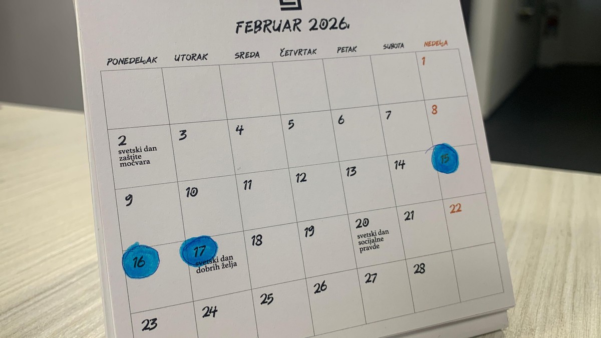 Plavom bojom označeni neradni dani u Srbiji u februaru 2026. | Foto: BBC