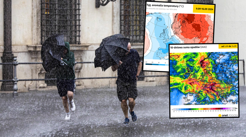 Lato w części Europy się kończy. Na horyzoncie załamanie pogody: ulewy i zimno (mapy: meteologix.com, charts.ecmwf)