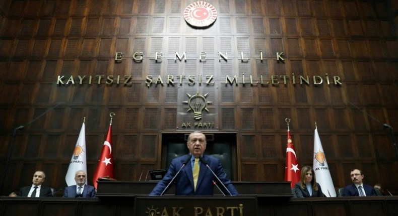 Turkish President Recep Tayyip Erdogan, pictured in Ankara on May 30, 2017, says that Turkey will continue to develop its ties with Qatar