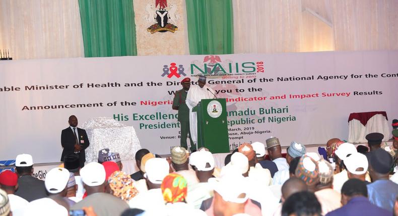 President Muhammadu Buhari participates in the presentation ceremony of results of the concluded NAIISN ,held at the Presidential Conference Centre, State House, Abuja. (Twitter/Aso Villa)