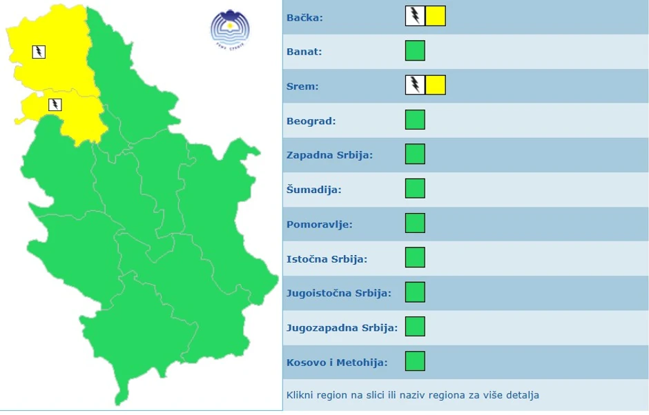 Meteoalarm za petak