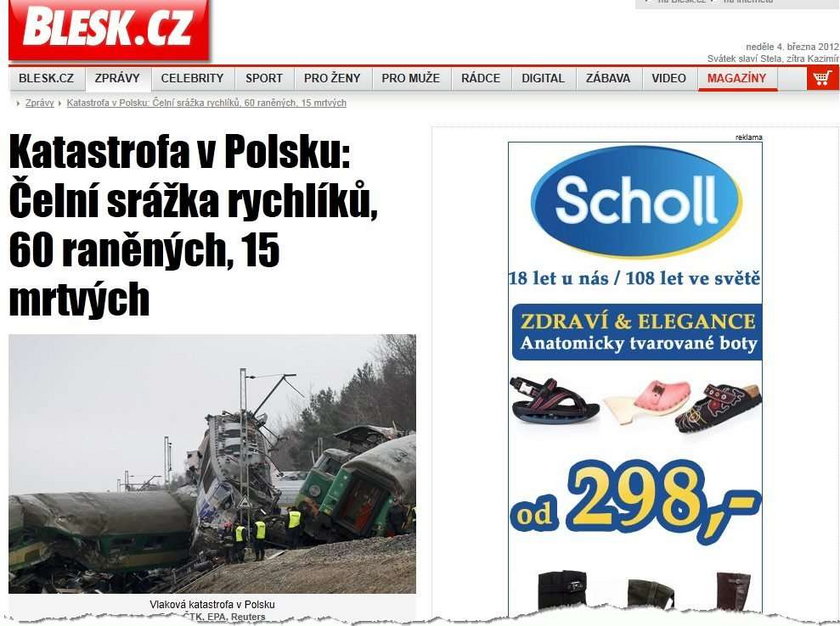 Świat o katastrofie pociągów pod Zawierciem