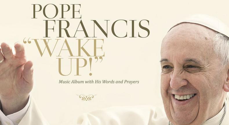 This is the cover art included with Pope Francis's first prog-rock single Wake Up! Go! Go! Forward!, uploaded this week to Soundcloud by record label Believe Digital. 