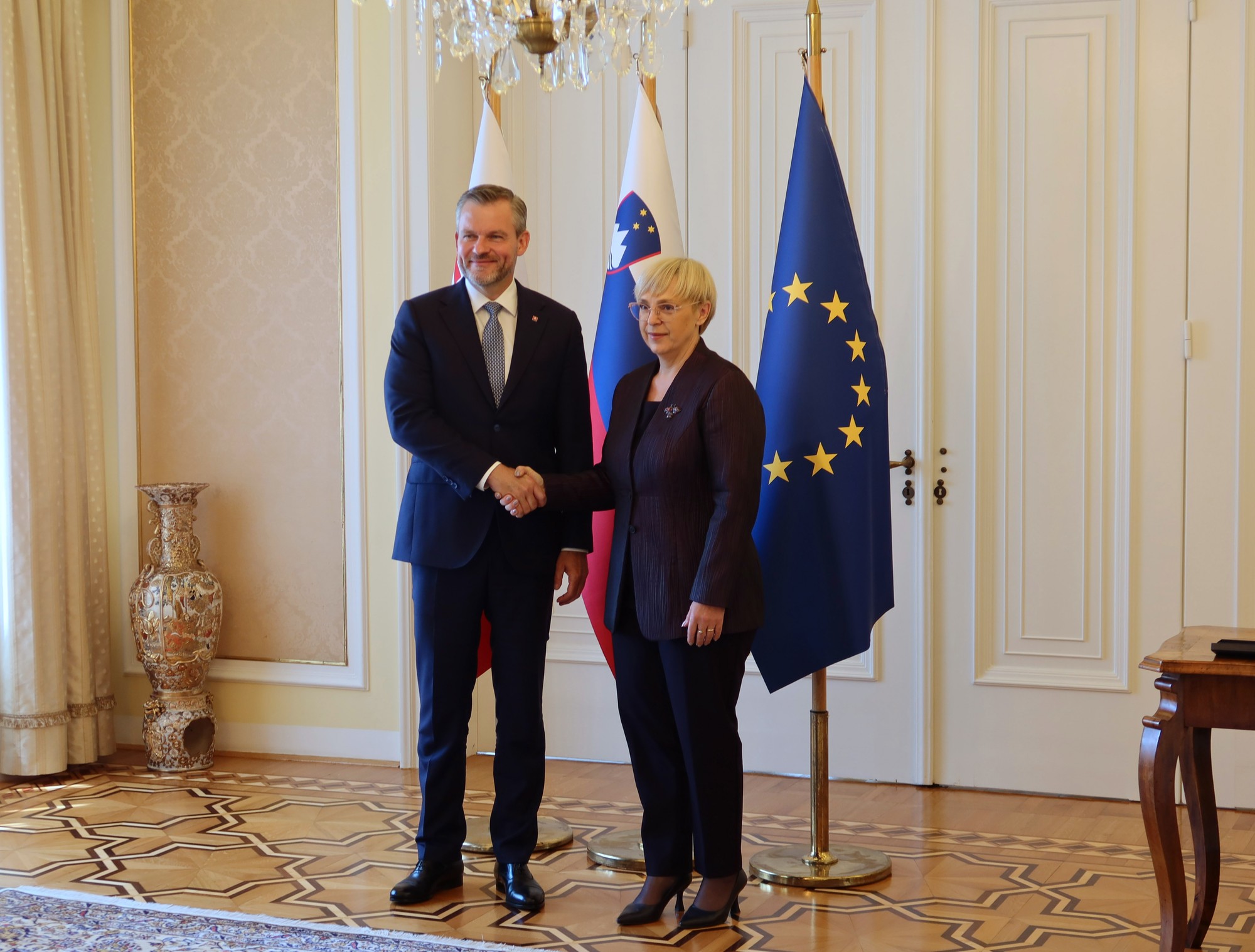 Prezident Peter Pellegrini a slovinská prezidentka Nataša Pircová Musarová. 