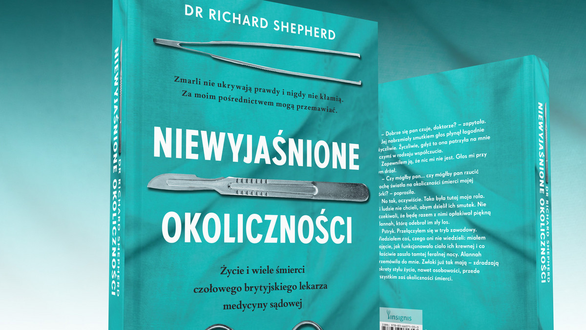 "Niewyjaśnione okoliczności" to poruszająca opowieść wybitnego lekarza medycyny sądowej, który przeprowadził ponad 23 tysiące sekcji zwłok, opiniował autopsję księżnej Diany (jego opinia była kluczowa dla śledztwa) i uczestniczył w wyjaśnianiu wielu głośnych spraw z pierwszych stron gazet, takich jak masakra w Hungerford czy atak na World Trade Center. Książka w sprzedaży od 31 października.