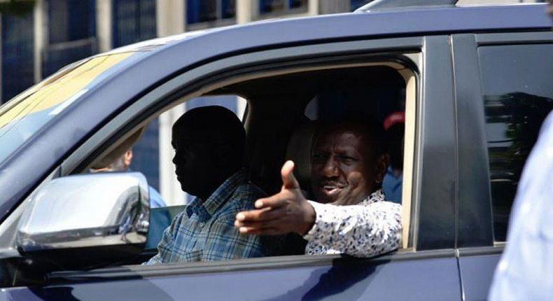 File image of DP Ruto leaving an event in one of the vehicles in his convoy