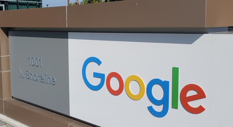 FILE PHOTO: A sign is pictured outside a Google office near the company's headquarters in Mountain View, California, U.S., May 8, 2019. REUTERS/Dave Paresh/File Photo