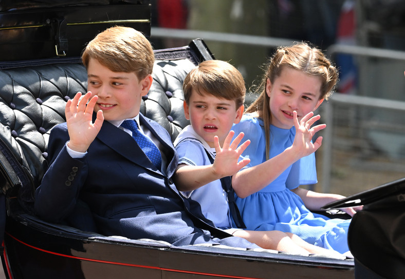 Książę George, książę Louis i księżniczka Charlotte w 2022 r.