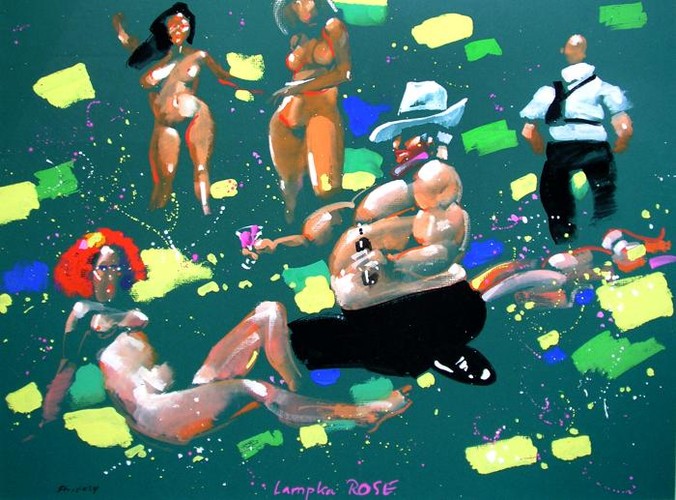 Waldemar Świerzy Lampka rose, gwasz, karton, 50x67cm