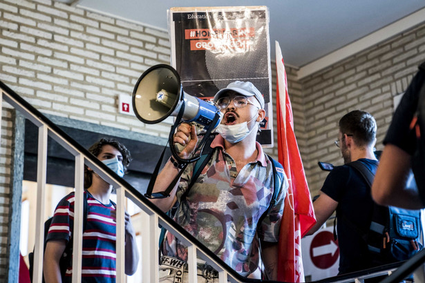 Protest studentów na uniwersytecie w Groningen