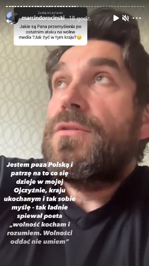 Marcin Dorociński zabrał głos w sprawie ostatnich wydarzeń w Sejmie i tzw. lex TVN