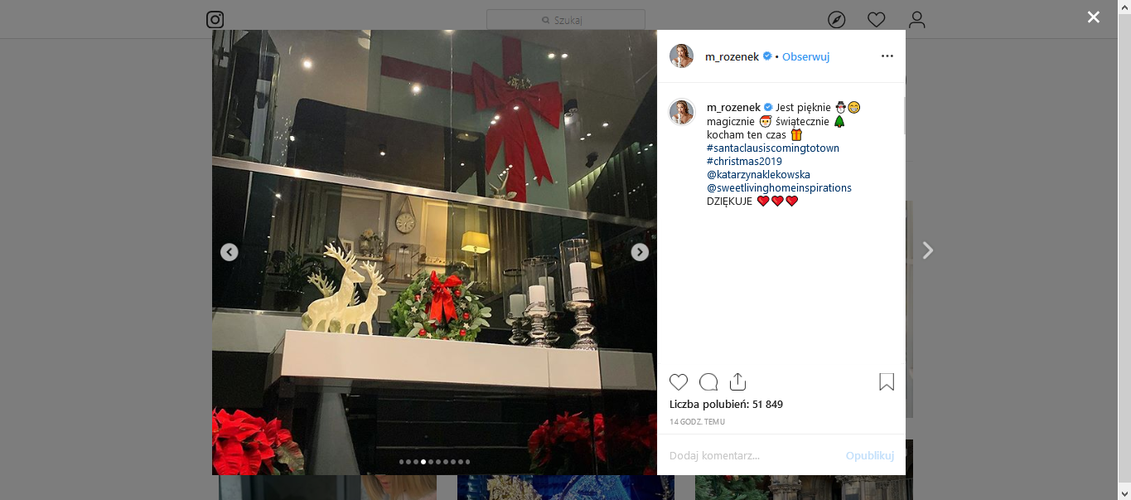 świąteczne dekoracje w domu Małgorzaty Rozenek