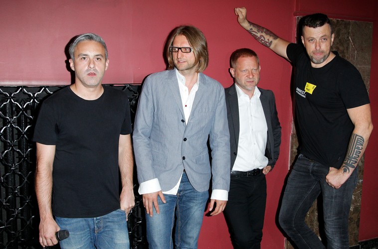 Filip Dzierżawski, Leszek Możdżer, Mikołaj Trzaska, Tymon Tymański na premierze 'Miłości'