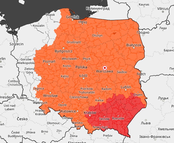 Zagrożenie związane z falą upałów w Polsce 30 czerwca 2022 r.