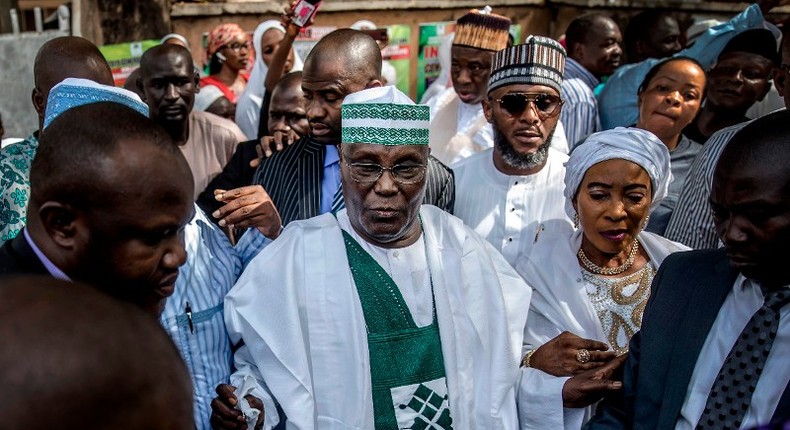 Atiku, Wife cast their votes in Adamawa state on Saturday, February 23, 2019.