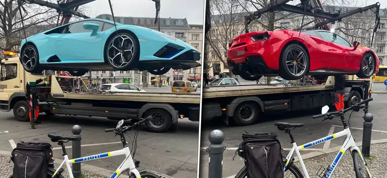 Ferrari i Lamborghini odjechały... na lawetach. Przyczynili się do tego rowerzyści