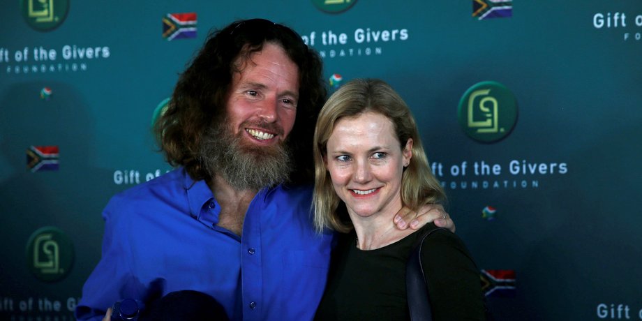 Stephen McGowan with his wife at a media event in Johannesburg, South Africa in August, 2017