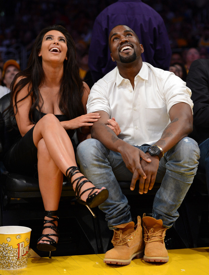 Kim Kardashian i Kanye West podczas meczu pomiędzy Denver Nuggets i Los Angeles Lakers/ fot. Getty Images/FPM