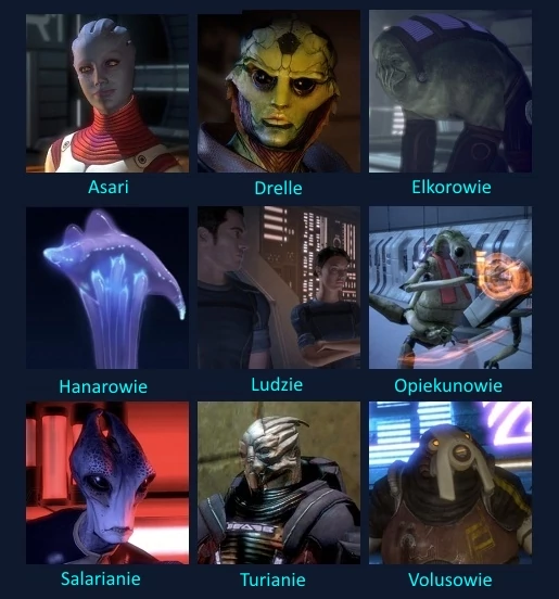 Oto rasy jakie możemy spotkać w trylogii Mass Effect
