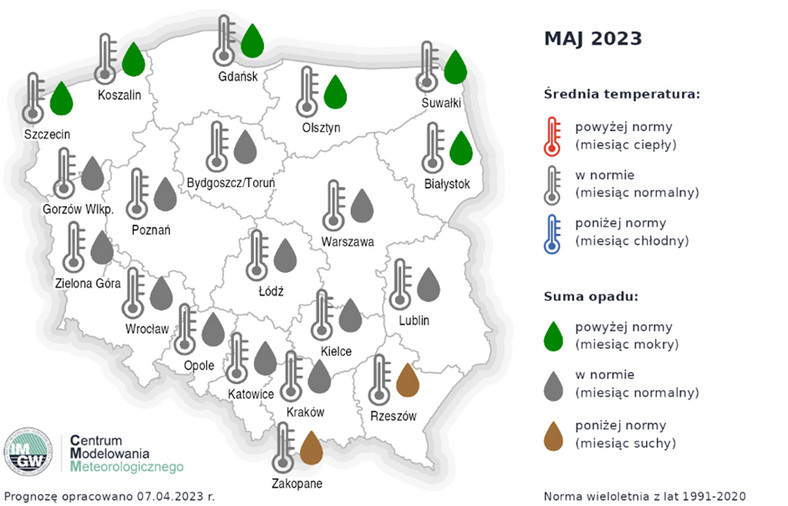 W maju czekają nas jeszcze umiarkowane temperatury. Na południowym wschodzie zrobi się sucho