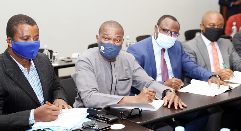 L-R: Kennedy Ighodaro, CFO DLM Capital Group, Sonnie Ayere, CEO DLM Capital Group, Kehinde Ogundimu, MD/CEO Nigeria Mortgage Refinance Company (NMRC) and Kanayo Mba, acting CFO NMRC at the signing ceremony of 10 Billion series 3 NMRC Bond issuance in Lagos.