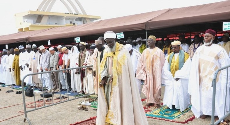 Muslims praying