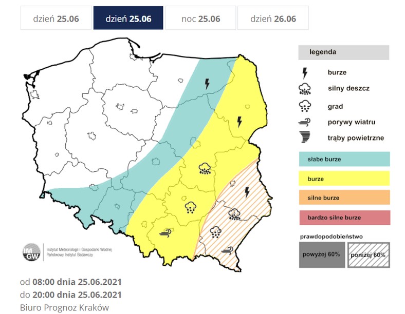 Prognoza burz IMGW na piątek