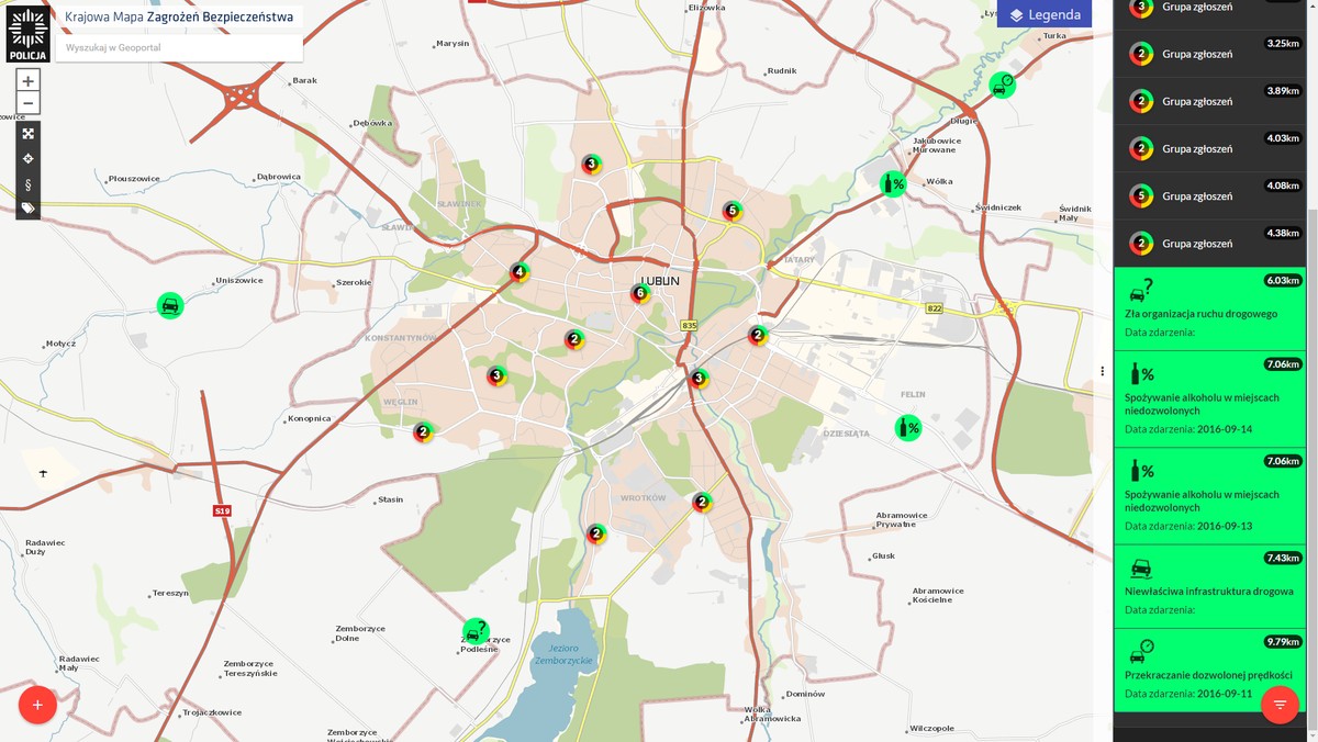 Wczoraj w województwie lubelskim rozpoczął działanie program Krajowa Mapa Zagrożeń Bezpieczeństwa. Dzięki niej każdy mieszkaniec z dostępem do internetu będzie mógł poinformować o zagrożeniu oraz sprawdzić poziom bezpieczeństwa w konkretnym rejonie. - W ciągu 24 godzin dostaliśmy 54 zgłoszenia - informuje lubelska policja.