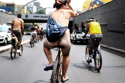 PERU - CYCLISTS - PROTEST - NAKED