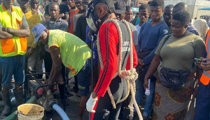 LASEMA in search of man trapped in underground drainage at Onipanu Bus Stop [National Accord Newspaper]