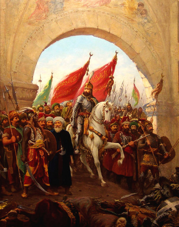 Tak, w XIX wieku, włoski malarz Fausto Zonaro wyobrażał sobie wjazd Mehmeda II Zdobywcy do Konstantynopola. W rzeczywistości nie wyglądało to tak pięknie. Armia młodego sułtana doszczętnie splądrowała miasto 
