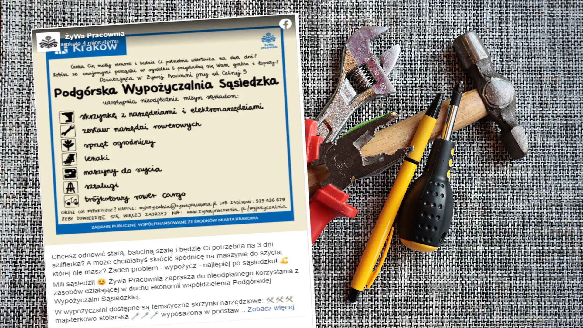 W Krakowie sąsiedzi wypożyczają zamiast kupować. "Po co nam sto wiertarek? Wystarczy jedna"