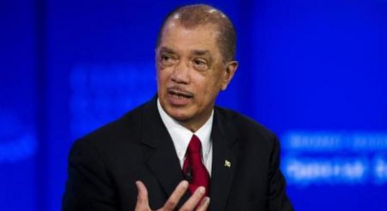 James Michel, president of the Republic of Seychelles, speaks at a session on sustainable oceans during the Clinton Global Initiatives annual meeting in New York, September 28, 2015.