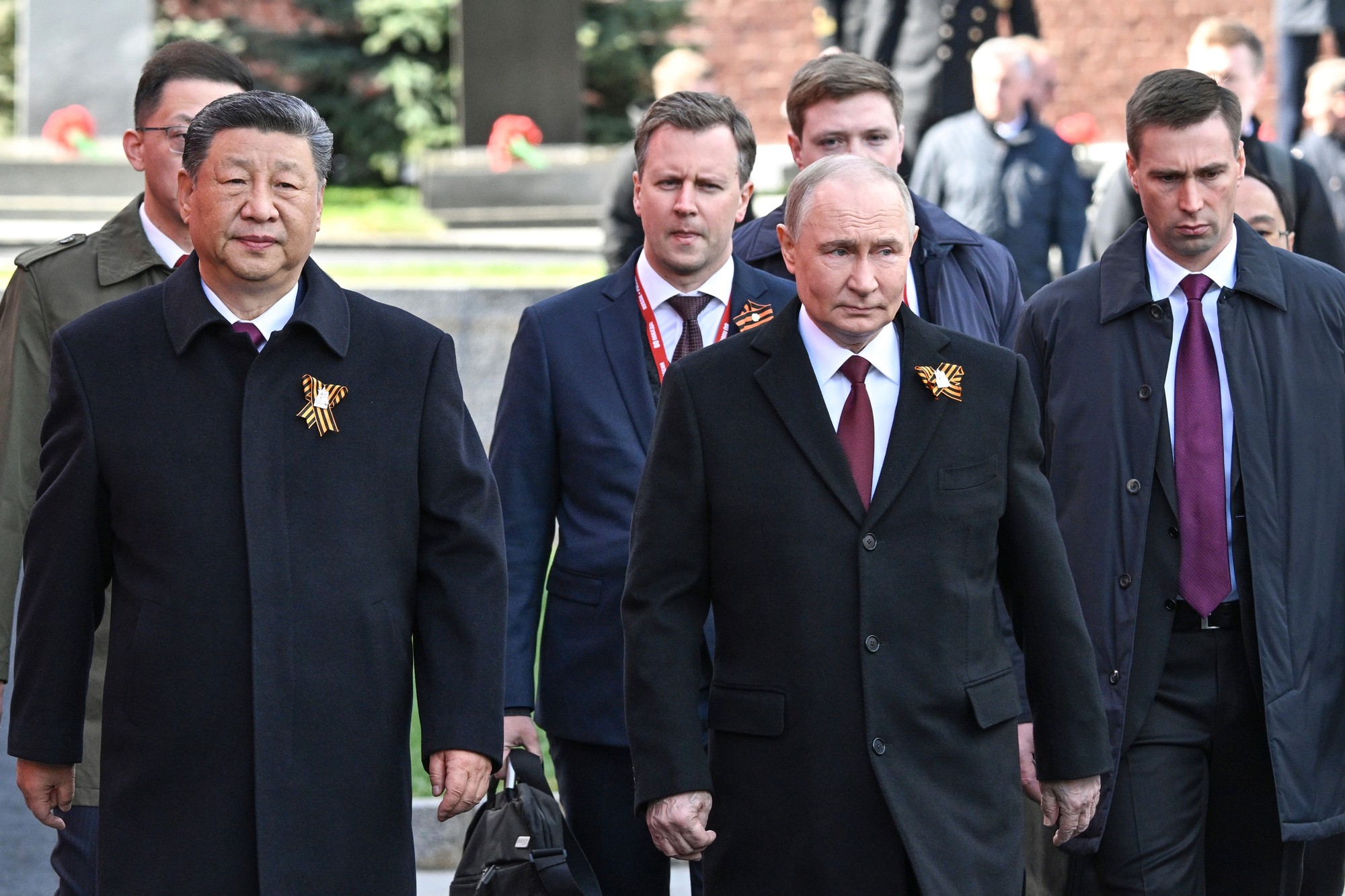 Ruský prezident Vladimir Putin a prezident Číny Si Ťin-pching.