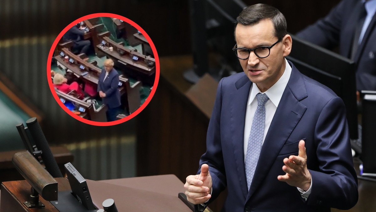 Przemówienie premiera Morawieckiego. Gest sprzeciwu posłanki PO