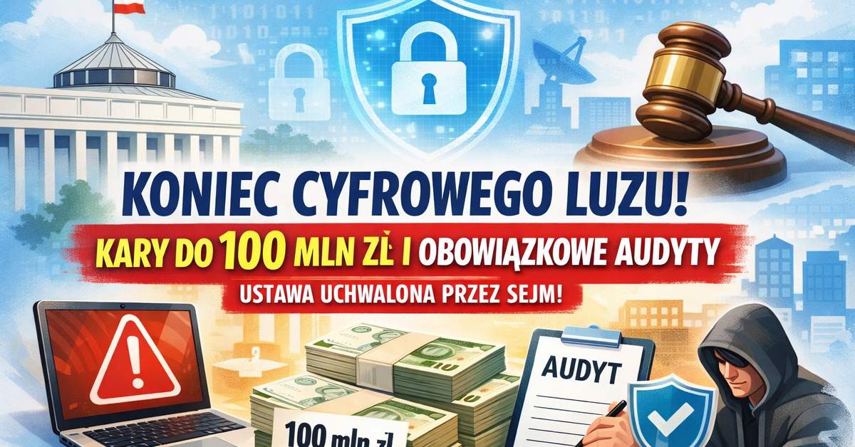 Sejm uchwalił ustawę o cyberbezpieczeństwie! Kary do 100 mln zł i obowiązkowe audyty.