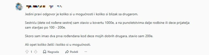 Srbi ne mogu da se dogovore koliko novca je dovoljno da stave u kovertu za punoletstvo