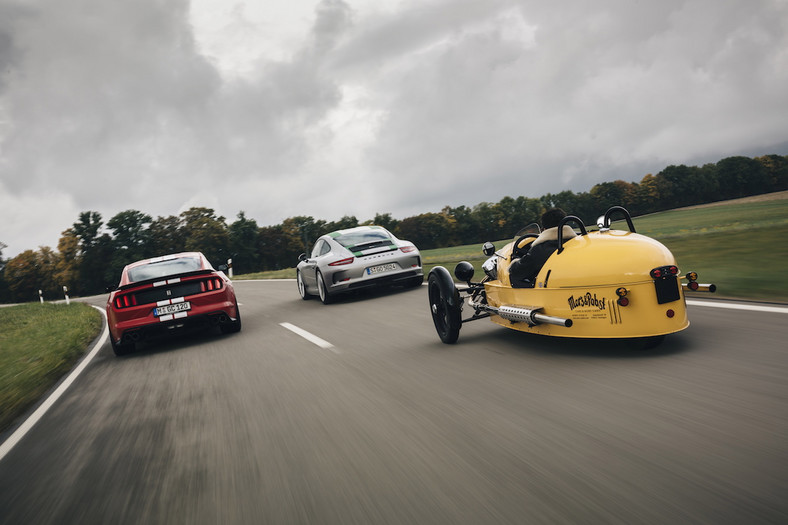 Porsche 911 R, Morgan 3 Wheeler i Ford Mustang Shelby GT350