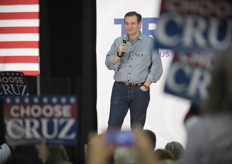 Kandydat republikanów Ted Cruz podczas spotkania przedwyborczego