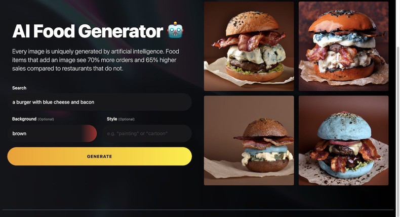 Food tech firm Lunchbox and OpenAI have launched the AI Food GeneratorScreenshot