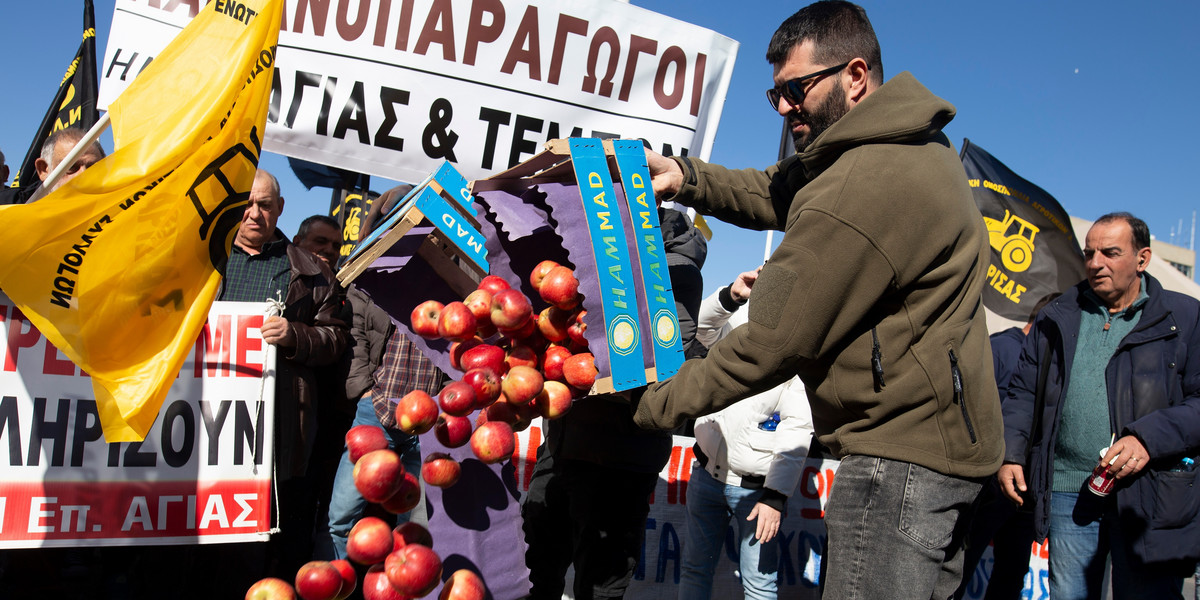 Protest rolników w Salonikach. 3 lutego 2024 r.