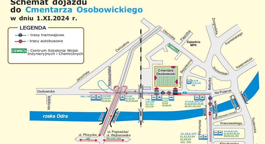 Dojazd do cmentarza Osobowickiego
