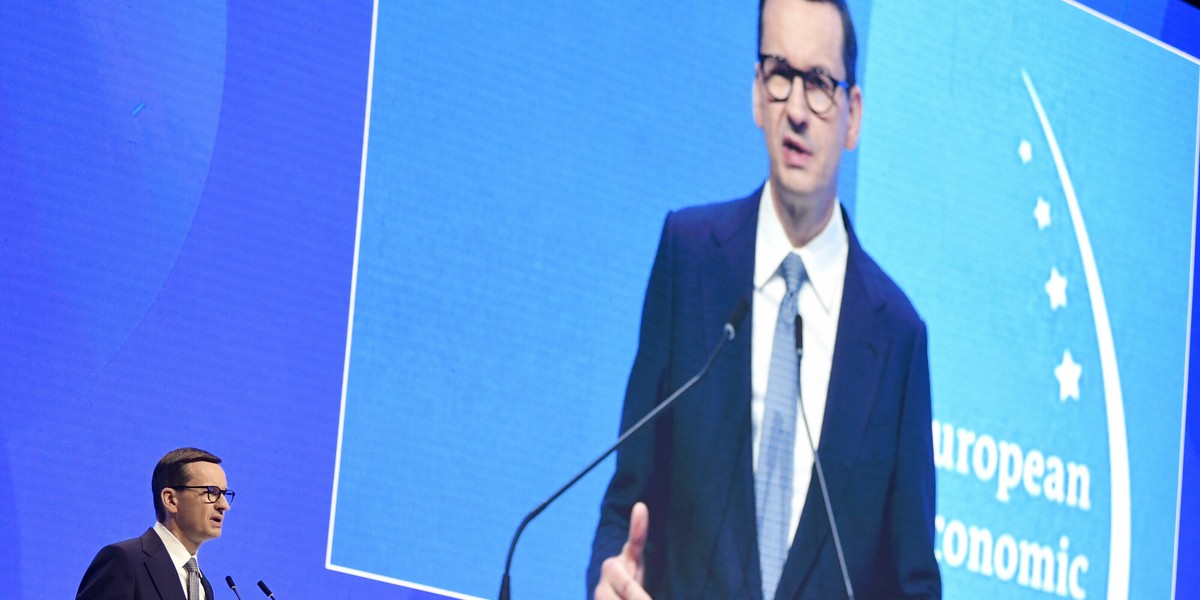 Premier Mateusz Morawiecki przemawiający na Europejskim Kongresie Gospodarczym w Katowicach